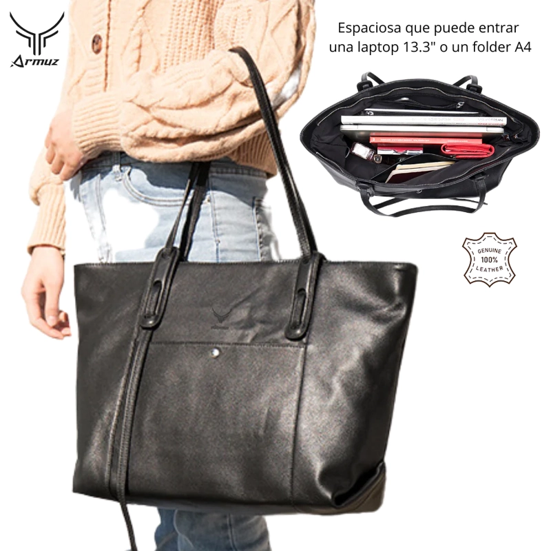 BOLSO DE CUERO VACUNO 8175 DE AMPLIA CAPACIDAD - 7