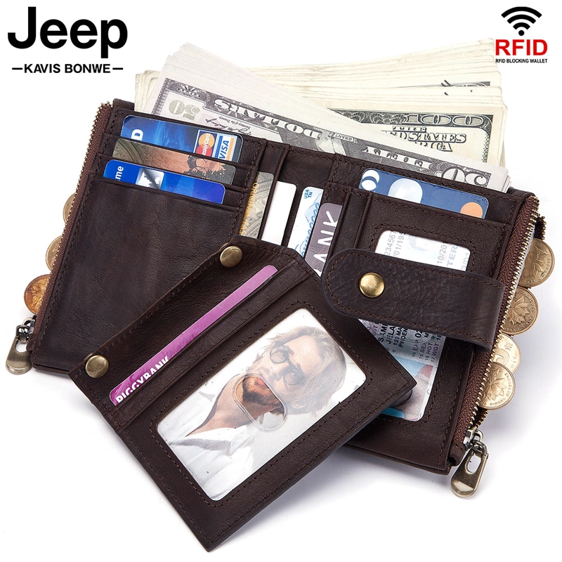 BILLETERA JEEP KAVIS DE CUERO VACUNO BP804 DISEÑO MODERNO CON CADENA - 3