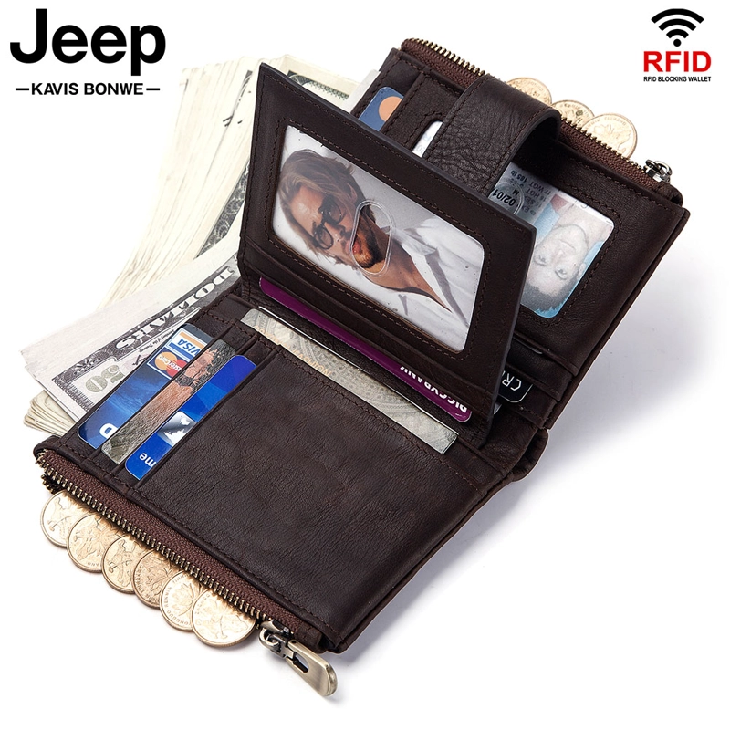 BILLETERA JEEP KAVIS DE CUERO VACUNO BP804 DISEÑO MODERNO CON CADENA - 4