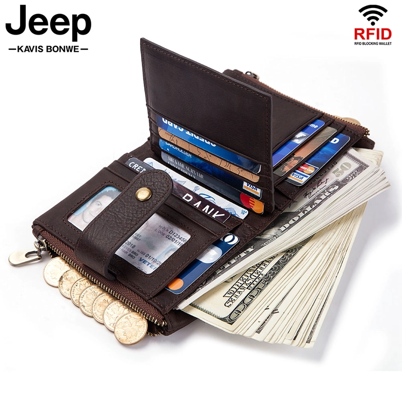 BILLETERA JEEP KAVIS DE CUERO VACUNO BP804 DISEÑO MODERNO CON CADENA - 5
