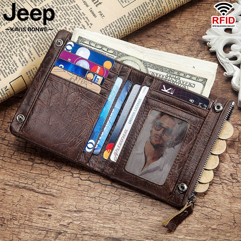 BILLETERA DE CUERO JEEP KAVIS BP812 CON RFID - 2