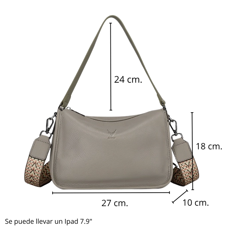 CARTERA DE CUERO VACUNO 7745 CAPUCCINO. MUJER - 4