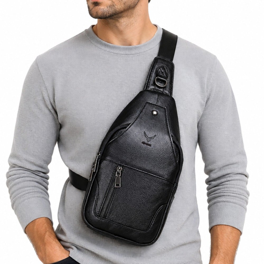 PECHERA DE CUERO VACUNO DE ALTA GAMA 7702 NEGRO - 1
