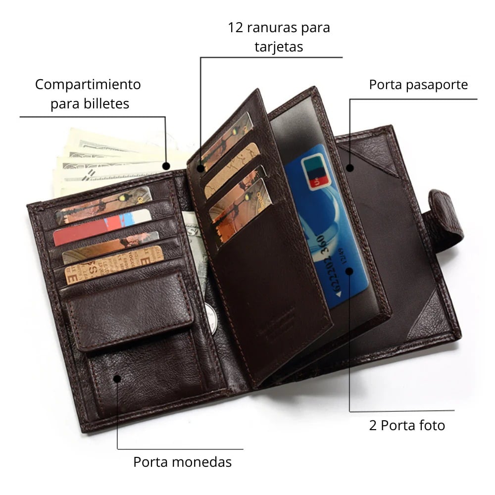 PORTA PASAPORTE Y BILLETERA BP833 CON RFID - 2