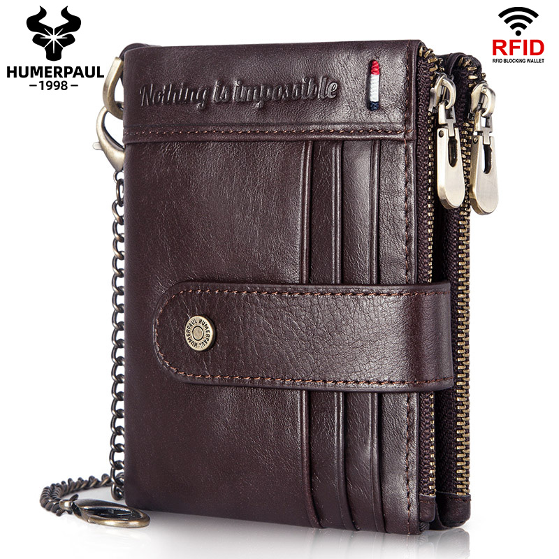 BILLETERA DE CUERO VACUNO BP896 CON CADENA Y RFID - 1
