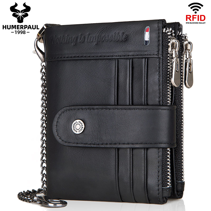 BILLETERA DE CUERO VACUNO BP896 CON CADENA Y RFID - 7