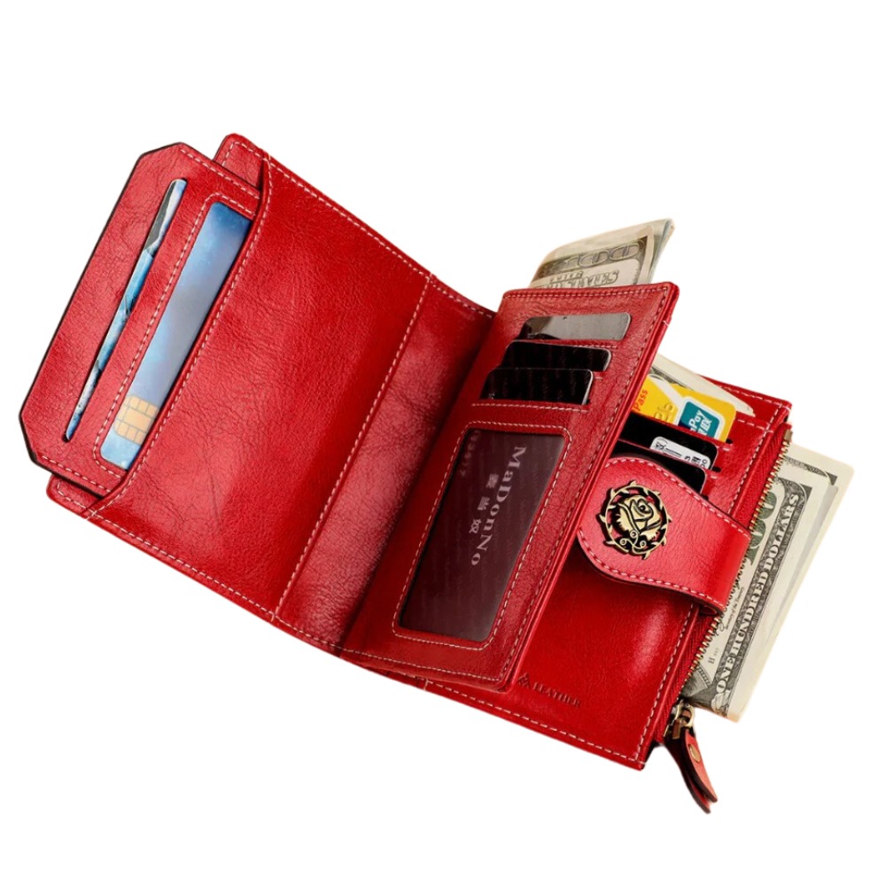 BILLETERA DE CUERO VACUNO 3507 DISEÑO MODERNO CON RFID. MUJER - 3