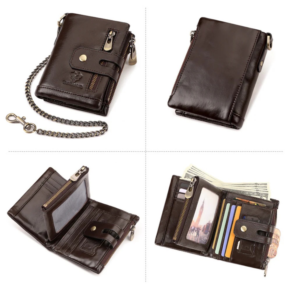 BILLETERA DE CUERO VACUNO DISEÑO MODERNO CON CADENA Y RFID HUMERPAUL BP829 - 4