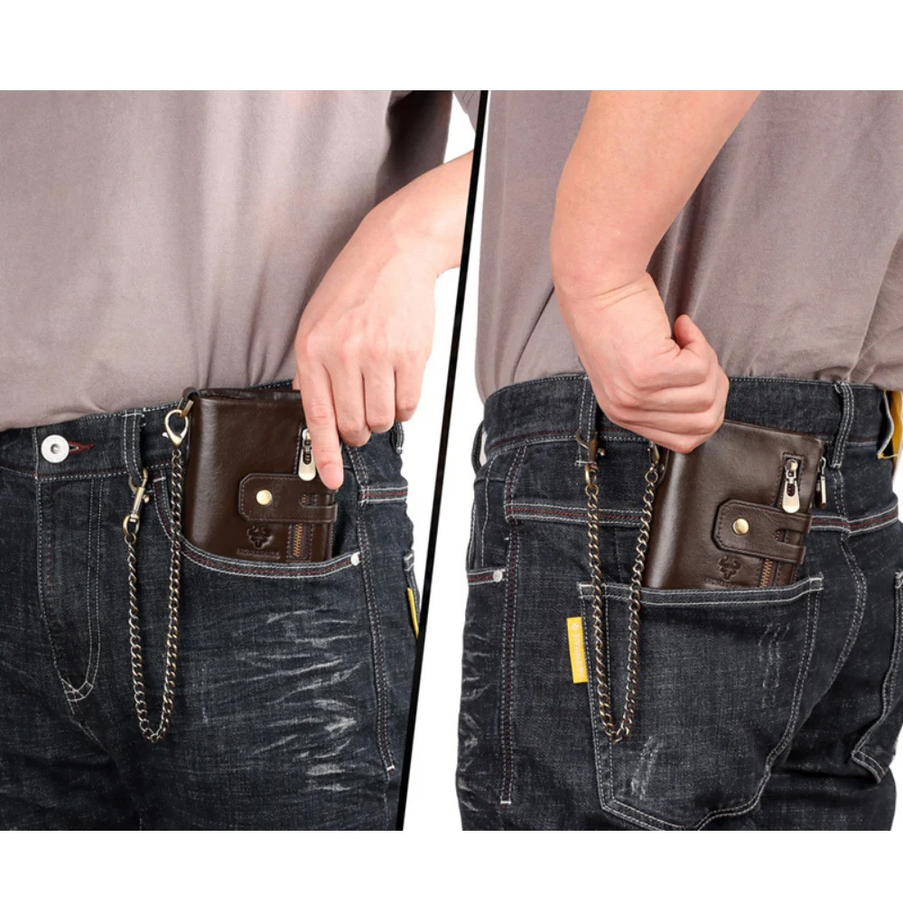 BILLETERA DE CUERO VACUNO DISEÑO MODERNO CON CADENA Y RFID HUMERPAUL BP829 - 5