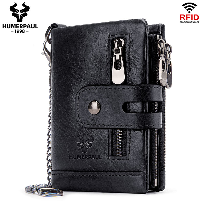 BILLETERA DE CUERO VACUNO DISEÑO MODERNO CON CADENA Y RFID HUMERPAUL BP829 - 6