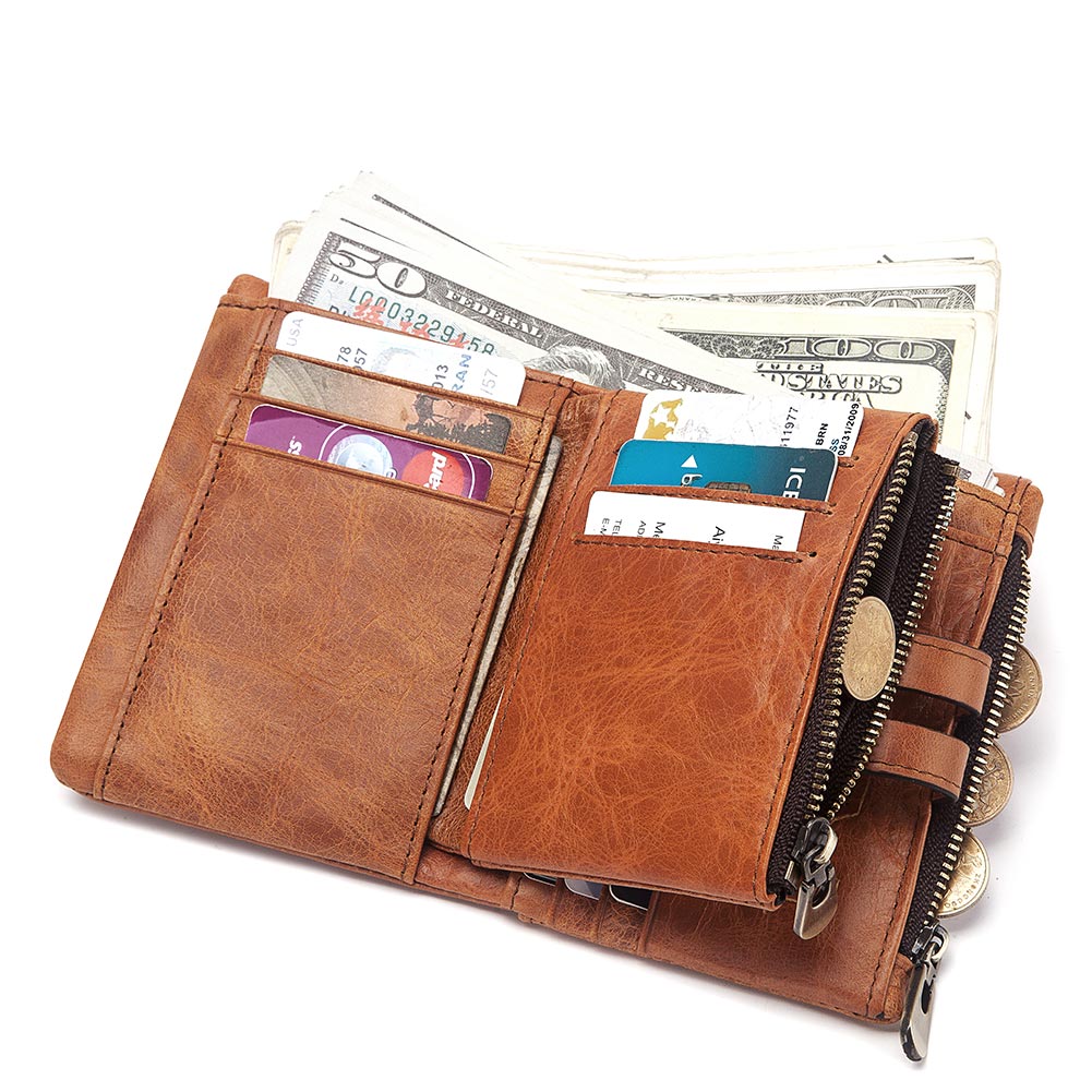 BILLETERA DE CUERO VACUNO DISEÑO MODERNO CON CADENA Y RFID HUMERPAUL BP829 - 9