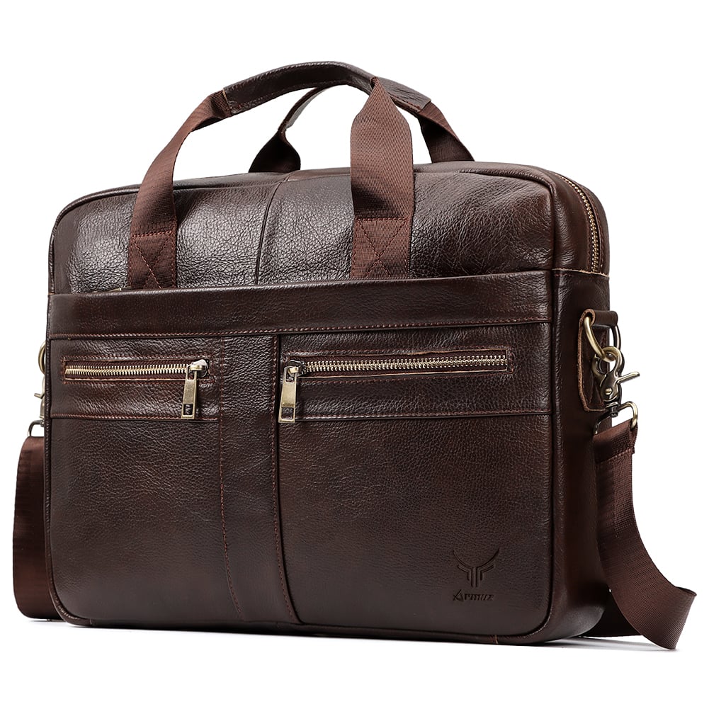 MALETÍN DE CUERO VACUNO MH639 LAPTOP 14 CON SUJETADOR PARA MALETA DE VIAJE - 1