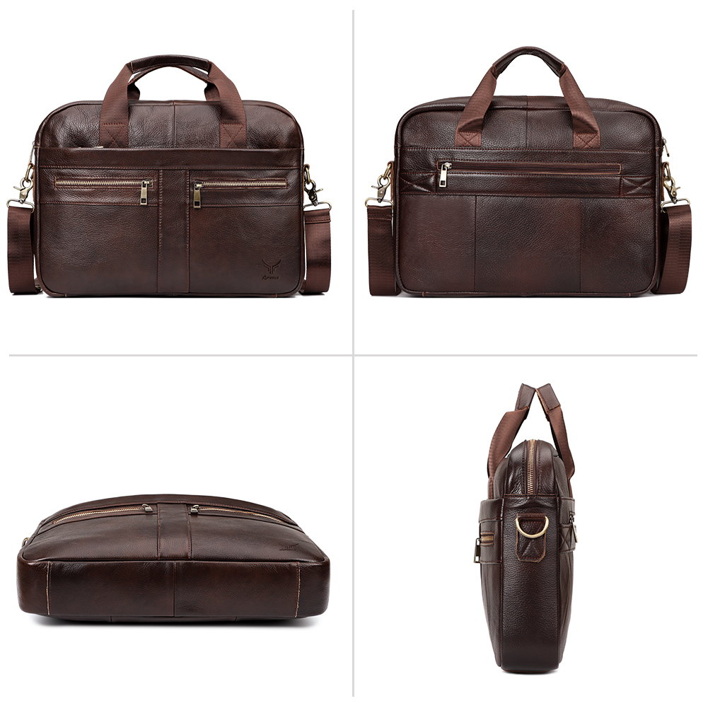 MALETÍN DE CUERO VACUNO MH639 LAPTOP 14 CON SUJETADOR PARA MALETA DE VIAJE - 7