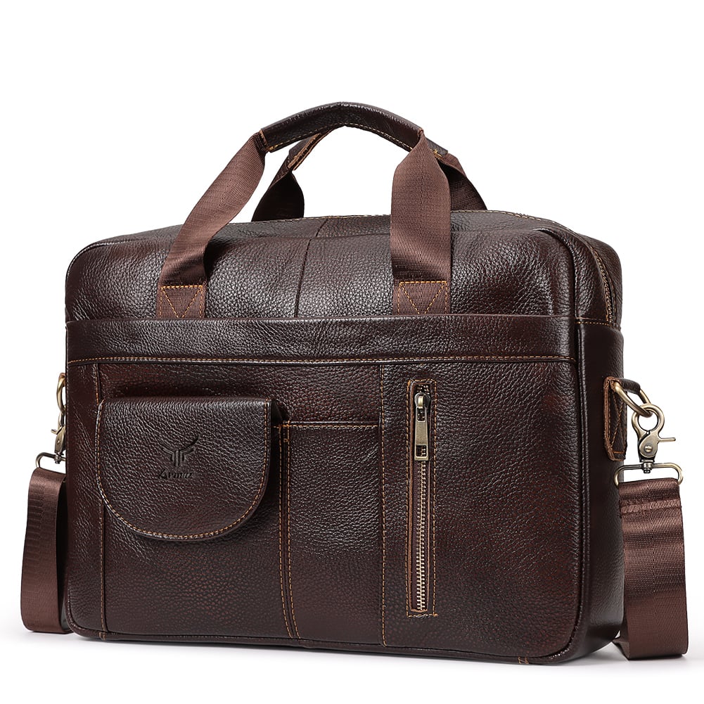 MALETÍN DE CUERO VACUNO MH640 LAPTOP 14 CON SUJETADOR DE MALETA DE VIAJE - 4