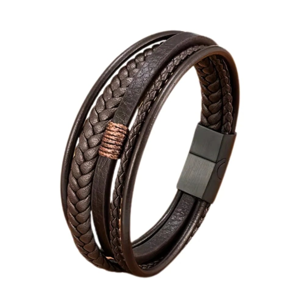 PULSERA DE CUERO ROMANO CAFÉ - 1