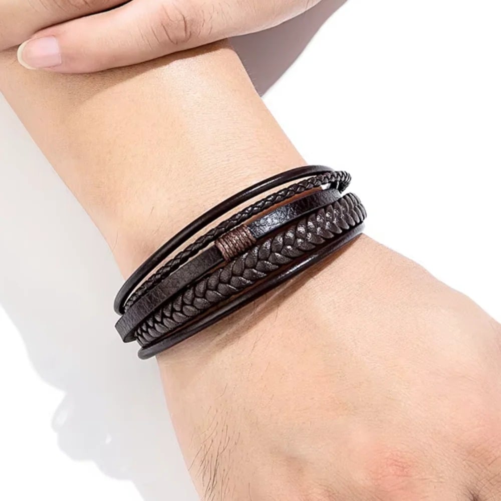PULSERA DE CUERO ROMANO CAFÉ - 2