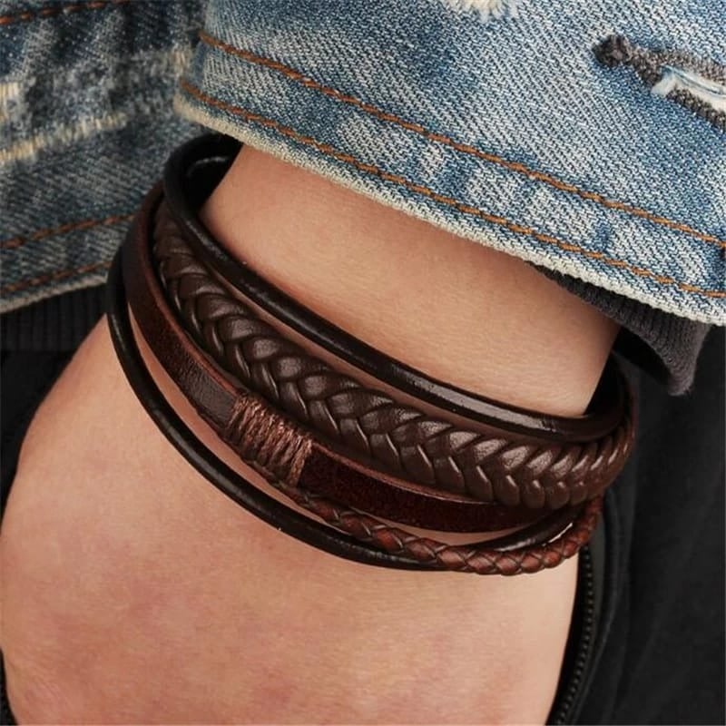 PULSERA DE CUERO ROMANO CAFÉ - 3