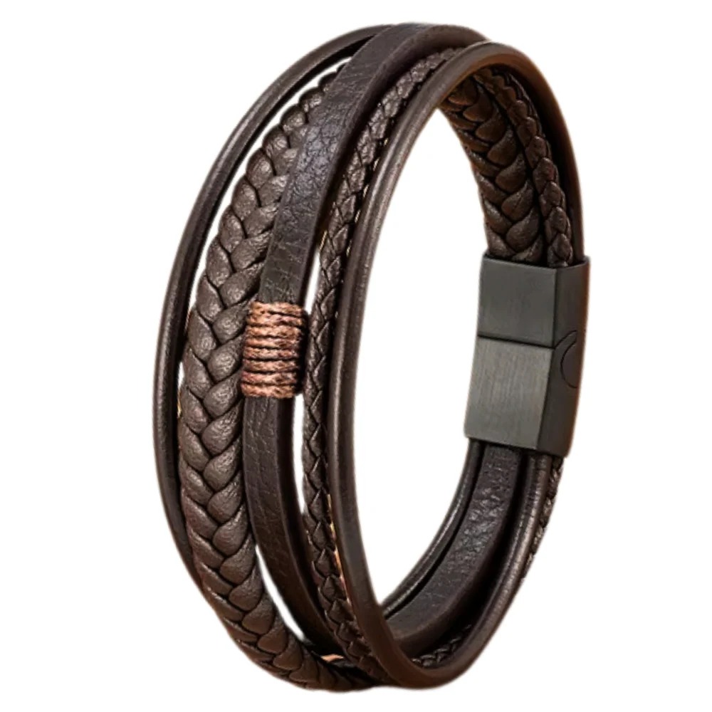 PULSERA DE CUERO ROMANO CAFÉ - 5