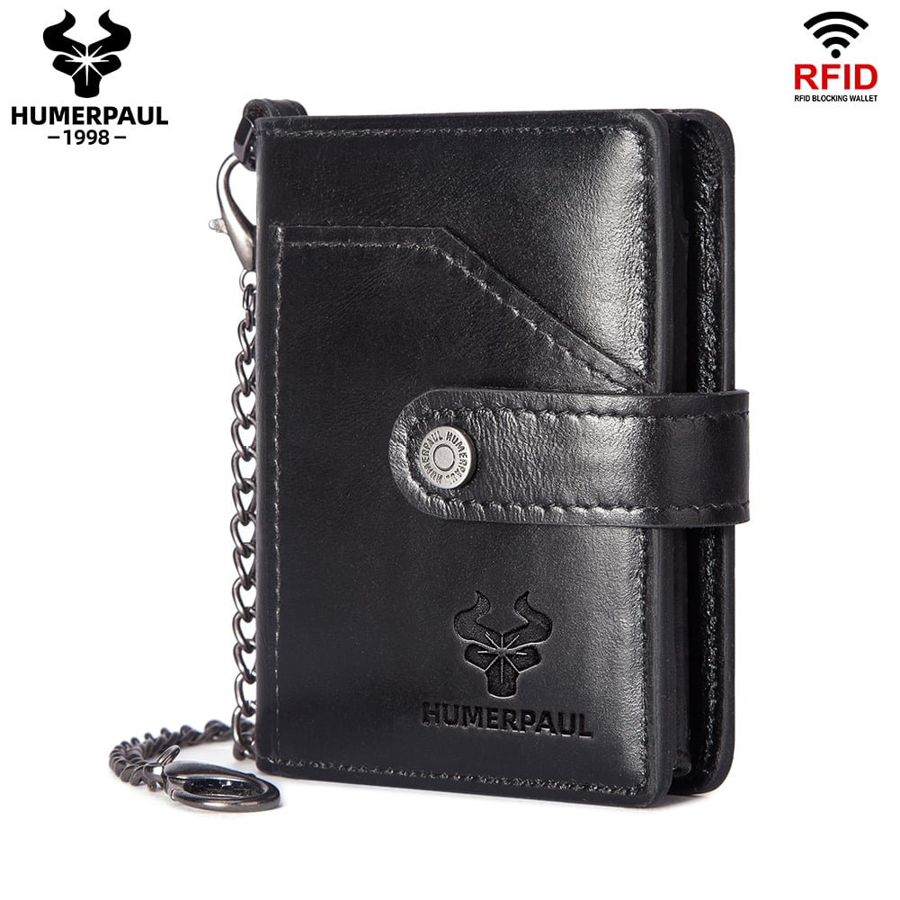 BILLETERA Y TARJETERO DE CUERO VACUNO HUMERPAUL BP981 CON CADENA RFID - 8