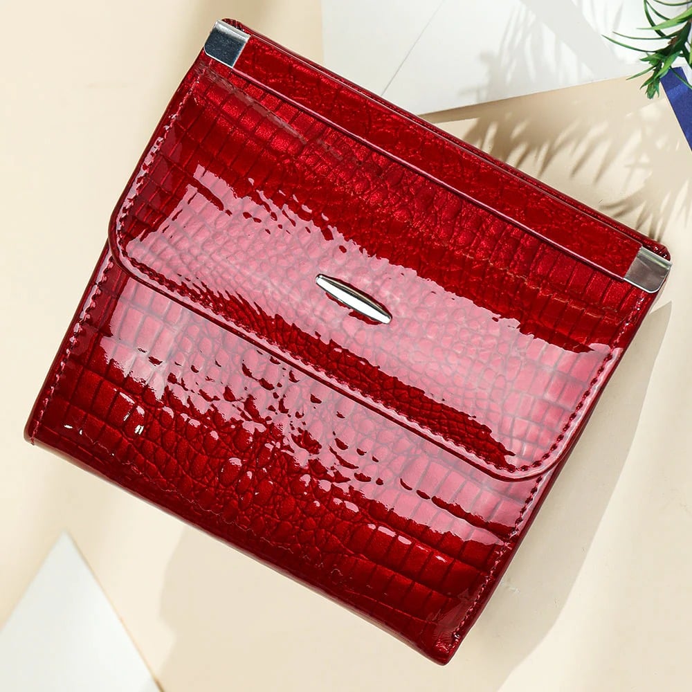 BILLETERA DE CUERO VACUNO CON RFID 1100 ROJA. ESTILO MINIMALISTA - 1