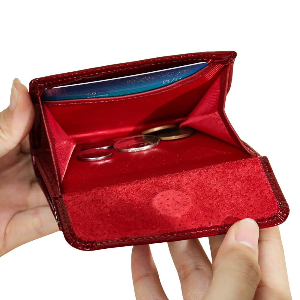 BILLETERA DE CUERO VACUNO CON RFID 1100 ROJA. ESTILO MINIMALISTA - 4