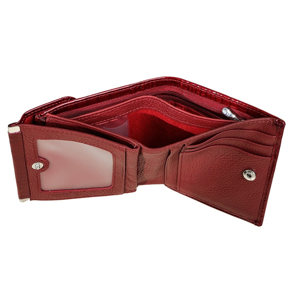 BILLETERA DE CUERO VACUNO CON RFID 1100 ROJA. ESTILO MINIMALISTA - 5