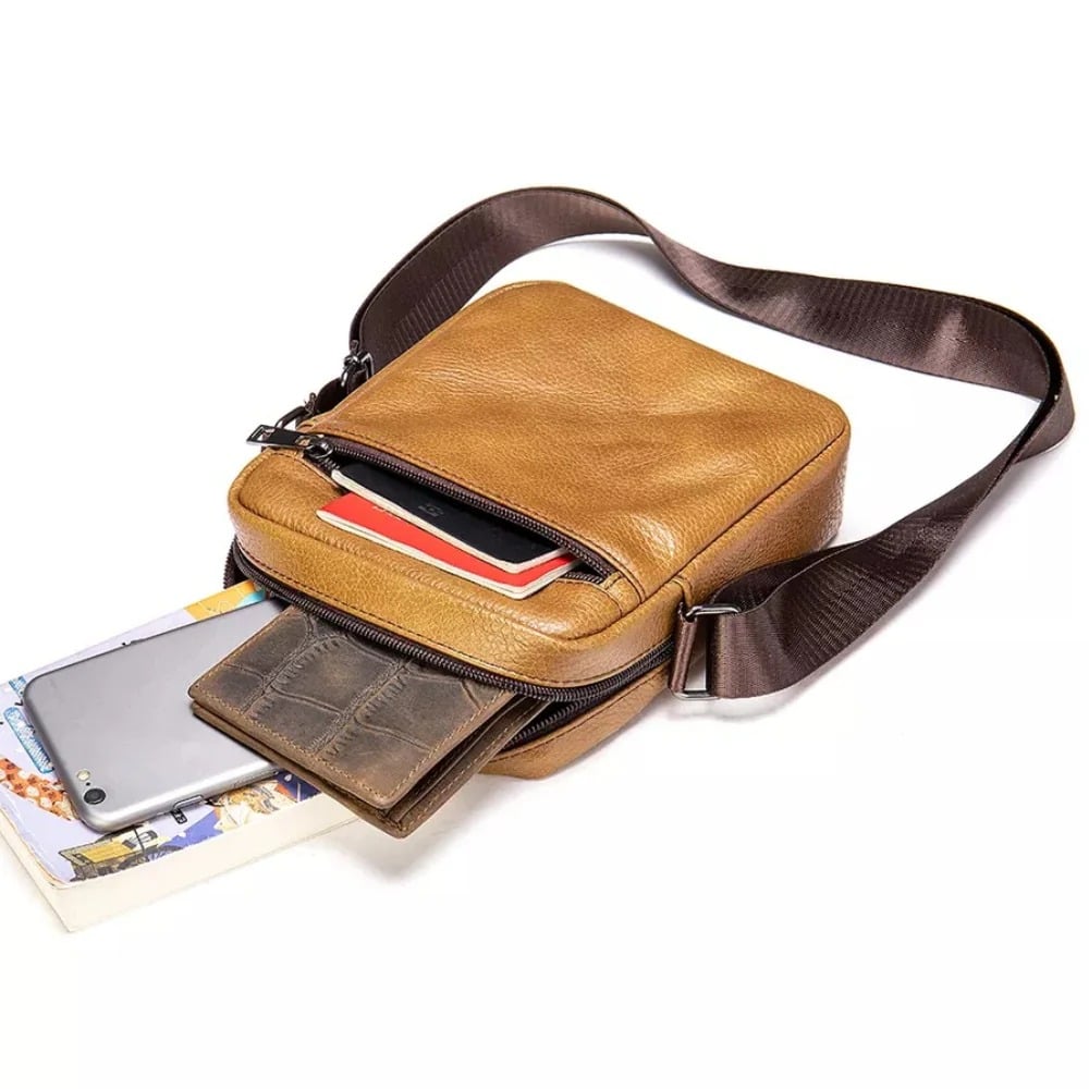 MORRAL DE CUERO VACUNO 7362 MARRÓN - 2