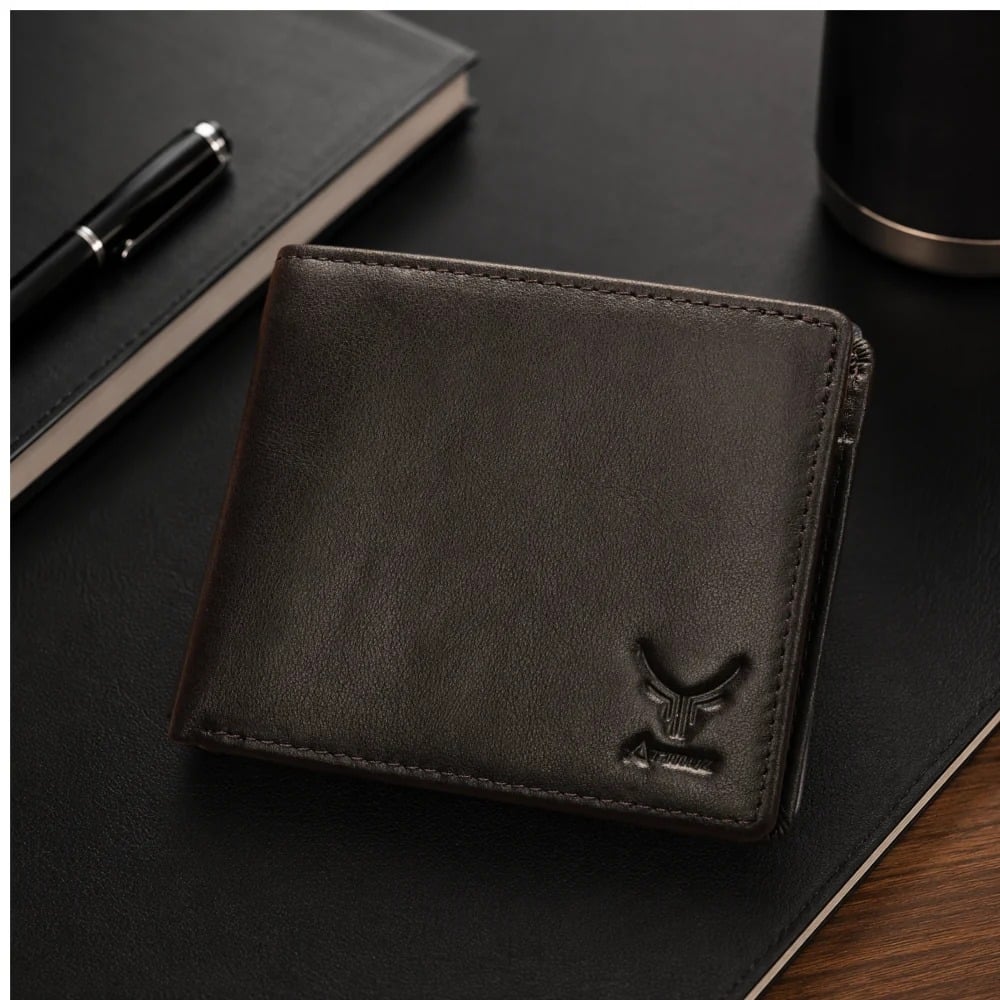 Billetera de Cuero Vacuno Diseño Clásico Con RFID 7328 Café - 5