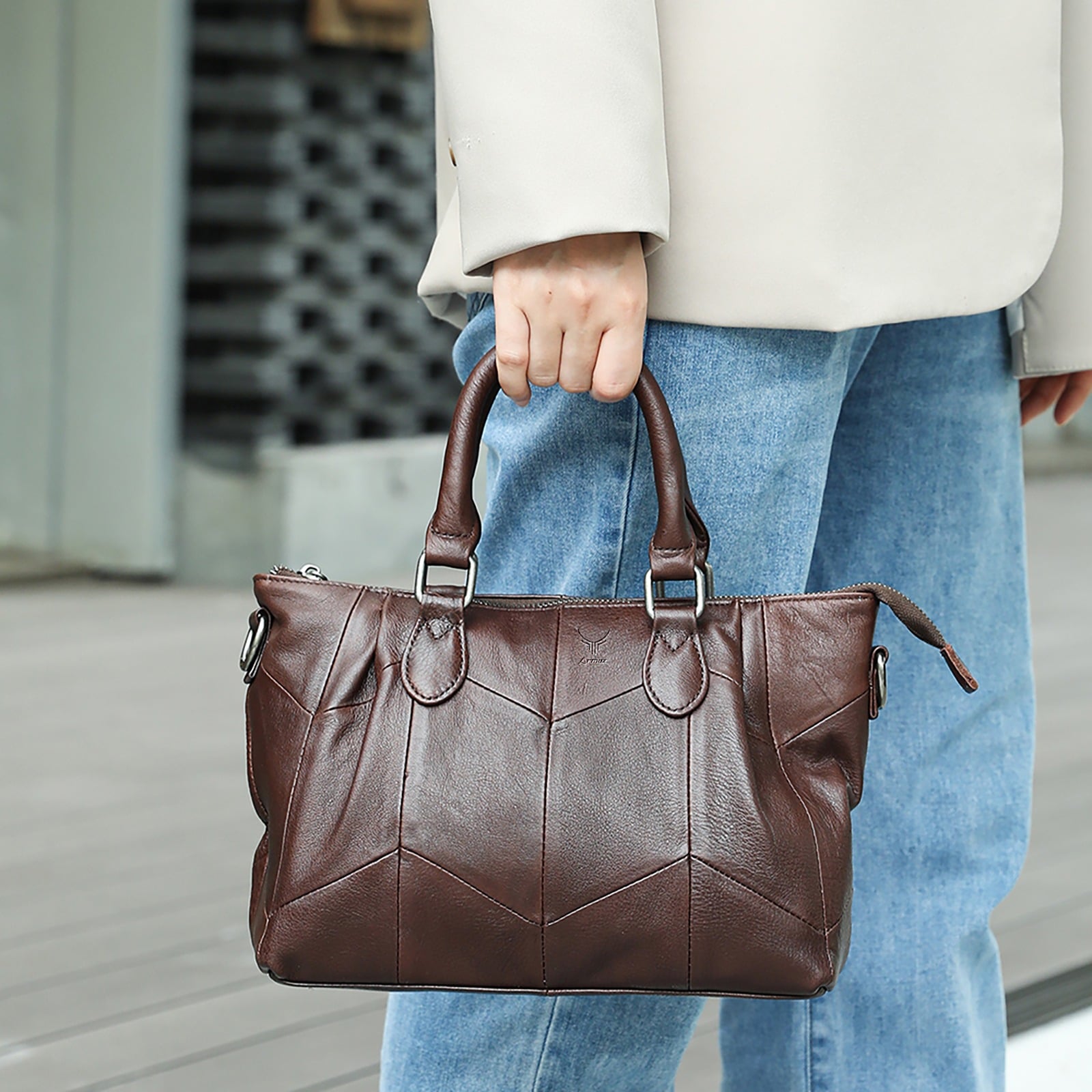 CARTERA DE CUERO VACUNO 7759 CAFÉ. MUJER - 1