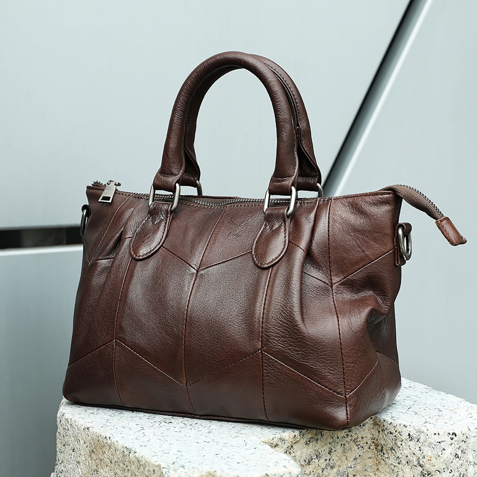 CARTERA DE CUERO VACUNO 7759 CAFÉ. MUJER - 5