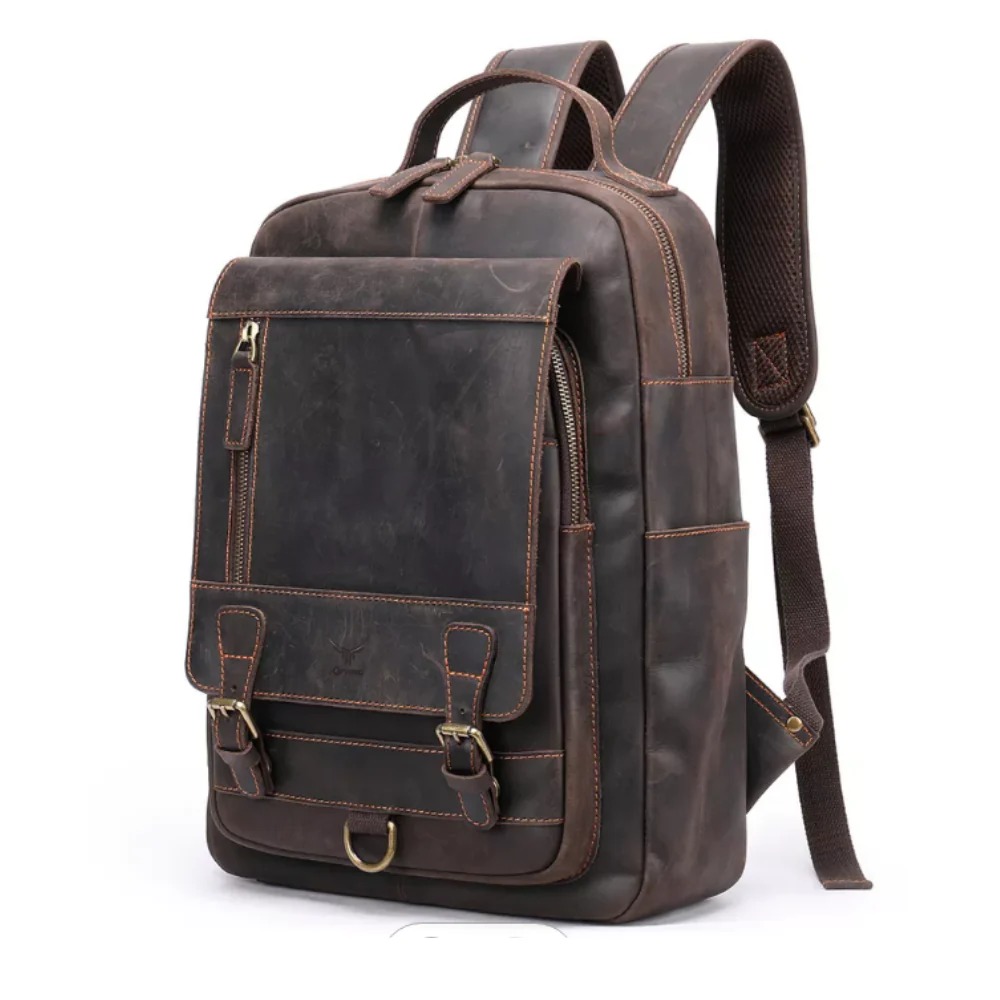 MOCHILA DE CUERO VACUNO DE ALTA GAMA -MALCOLM- 2254 - 1