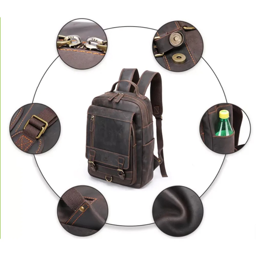 MOCHILA DE CUERO VACUNO DE ALTA GAMA -MALCOLM- 2254 - 3