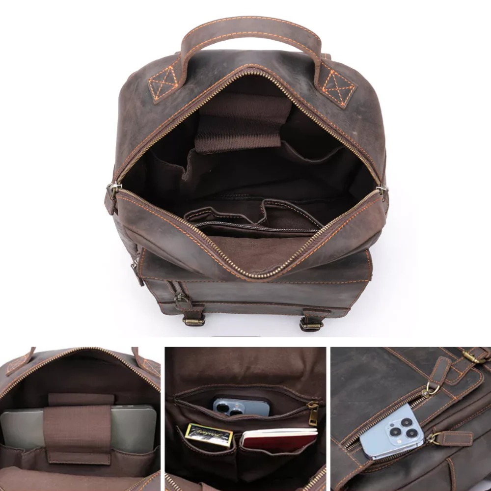 MOCHILA DE CUERO VACUNO DE ALTA GAMA -MALCOLM- 2254 - 5