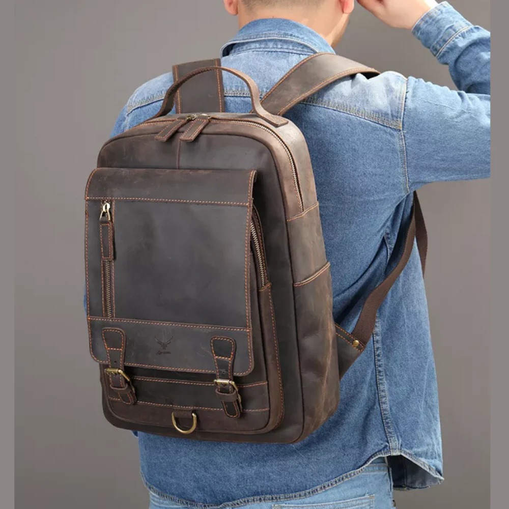 MOCHILA DE CUERO VACUNO DE ALTA GAMA -MALCOLM- 2254 - 7