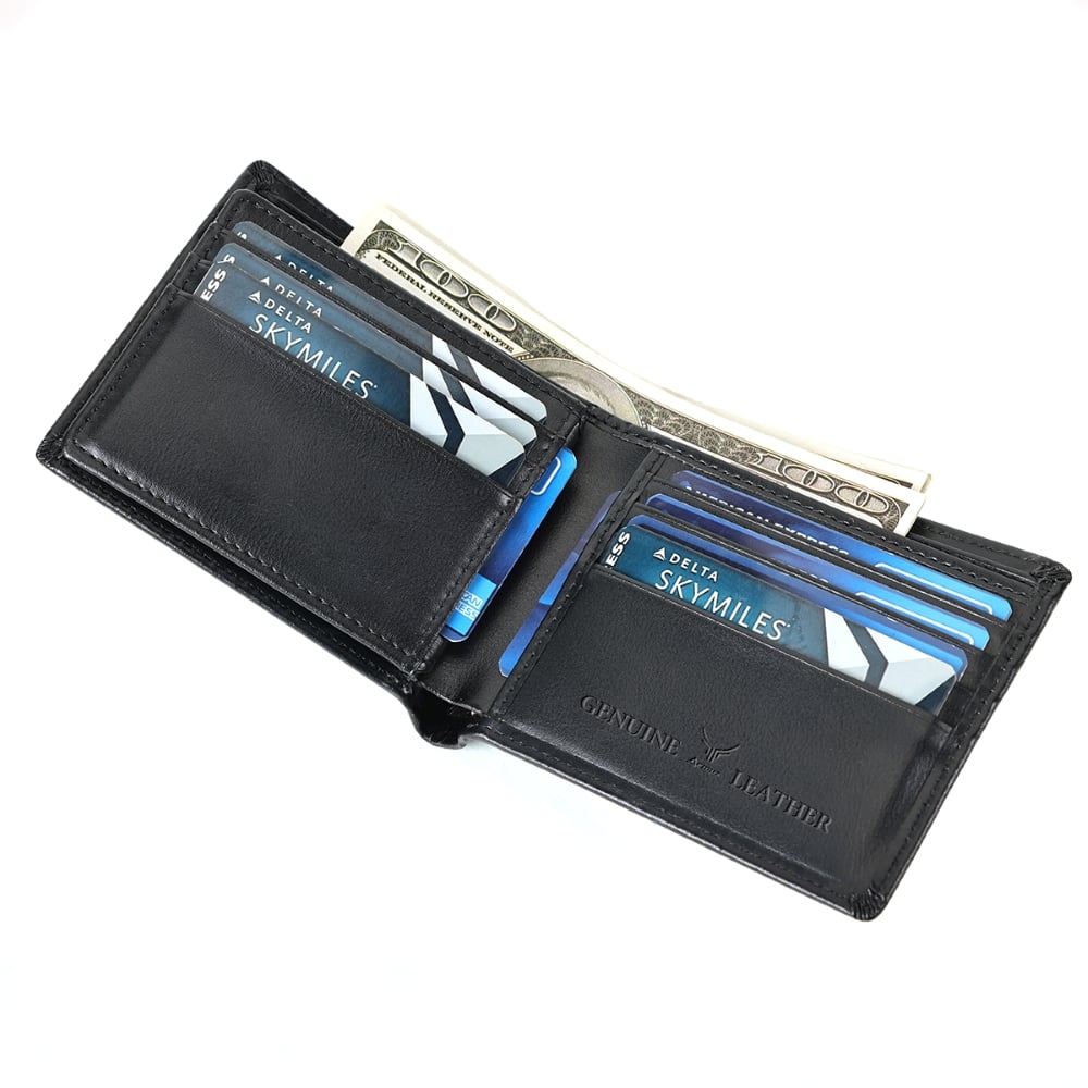 BILLETERA DE CUERO VACUNO DE DISEÑO CLÁSICO -1216- NEGRA CON RFID. HOMBRE - 2