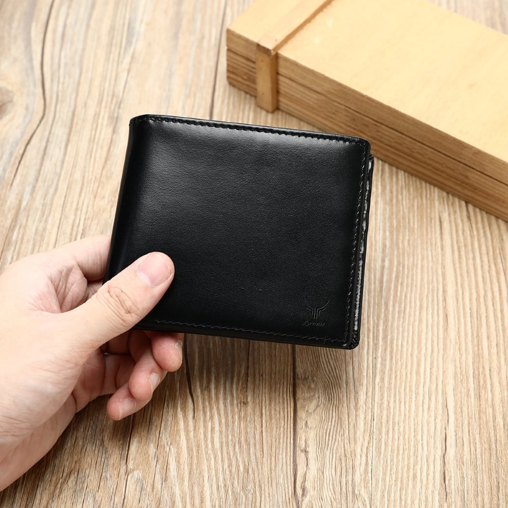 BILLETERA DE CUERO VACUNO DE DISEÑO CLÁSICO -1216- NEGRA CON RFID. HOMBRE - 3