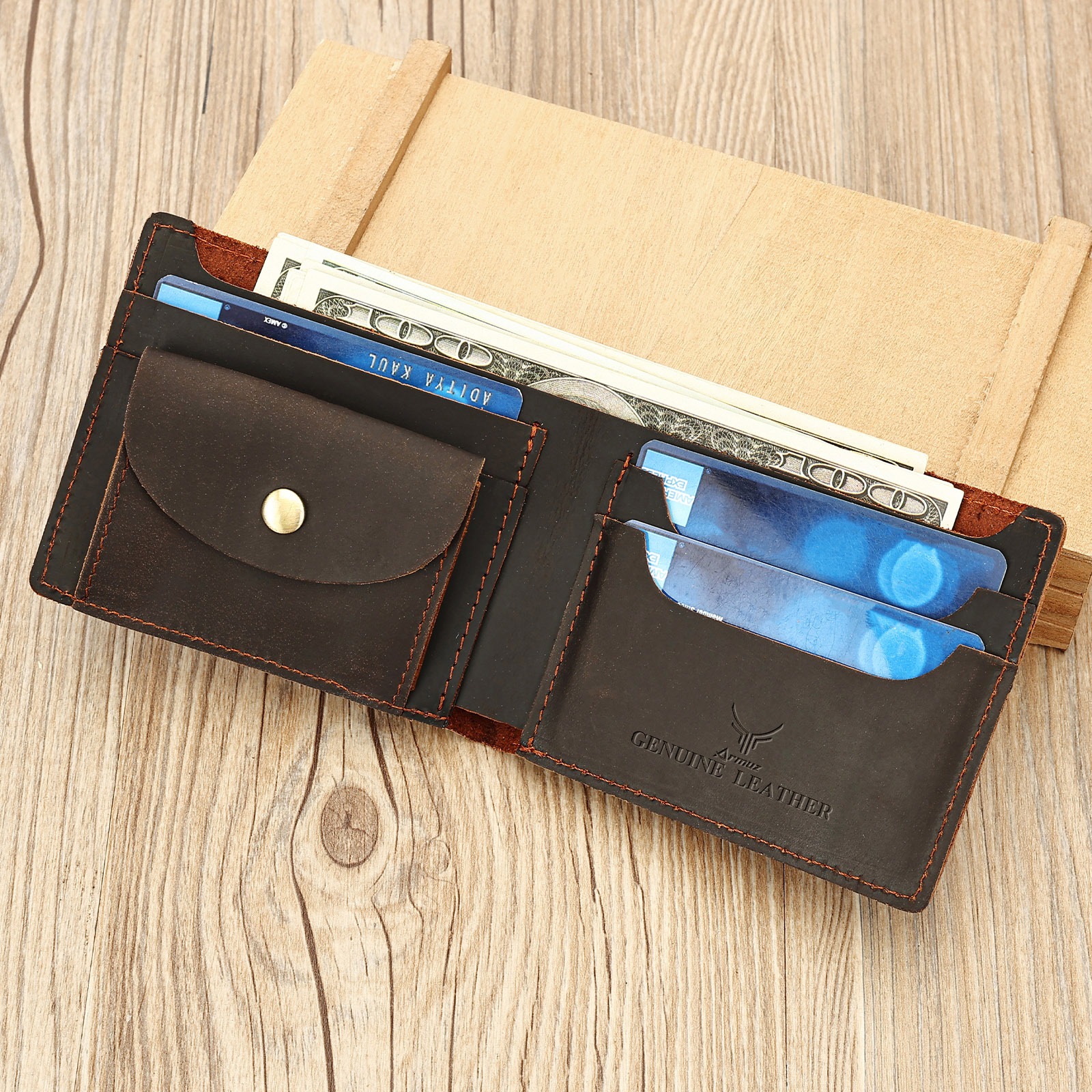 BILLETERA DE CUERO VACUNO ESTILO RETRO SLIM 1252 - 2
