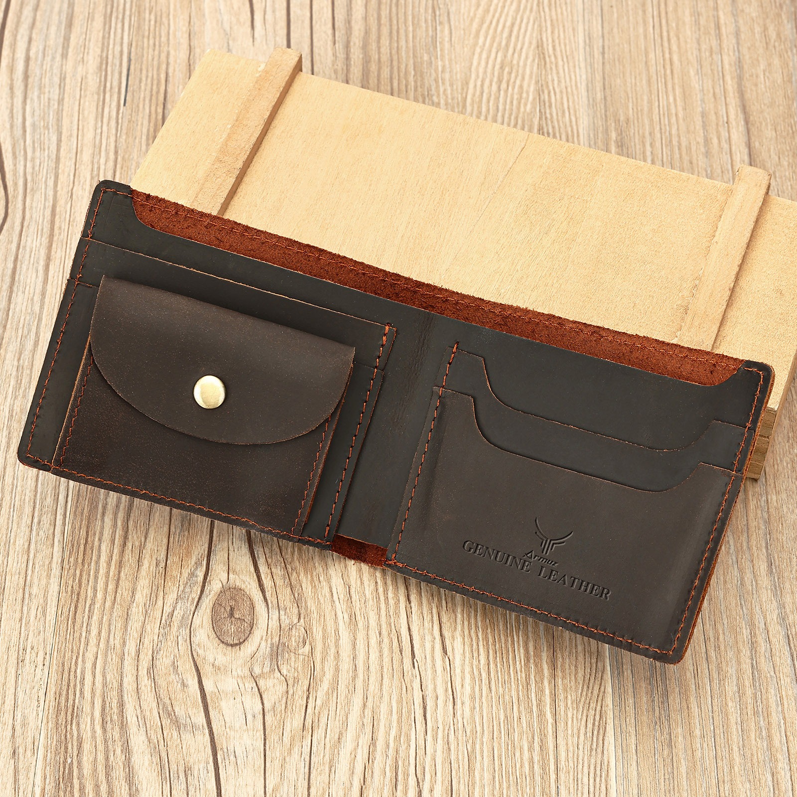 BILLETERA DE CUERO VACUNO ESTILO RETRO SLIM 1252 - 3