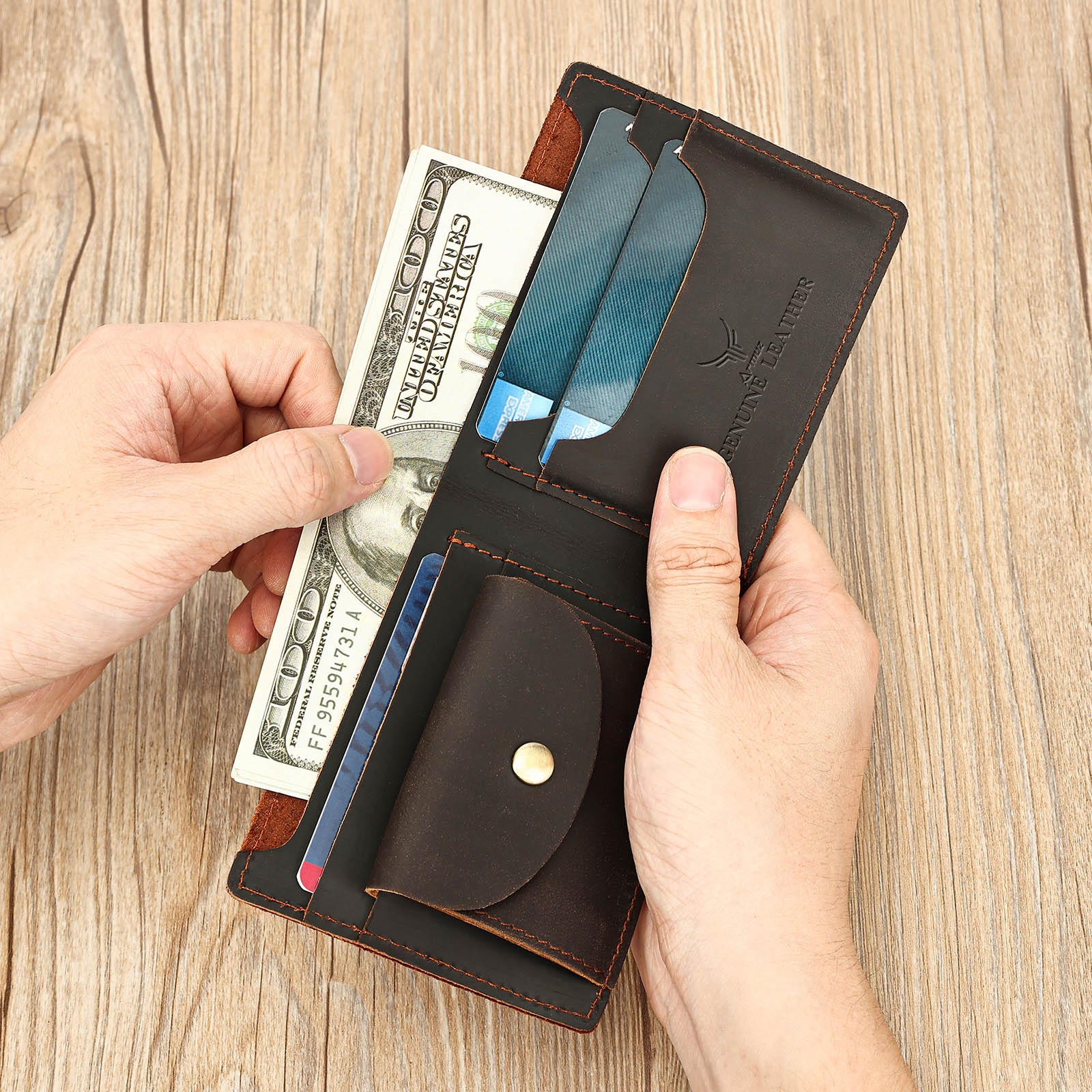BILLETERA DE CUERO VACUNO ESTILO RETRO SLIM 1252 - 4