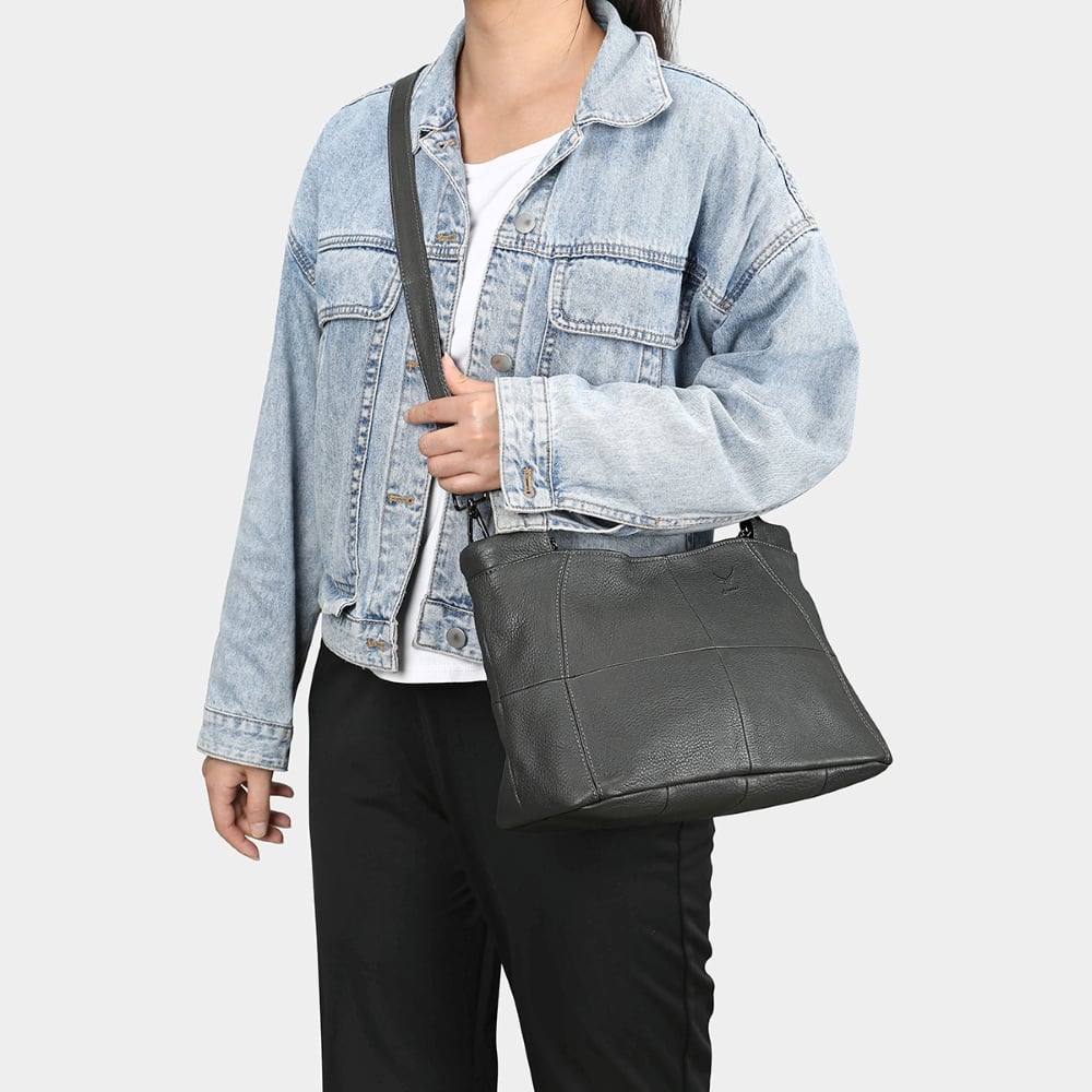 CARTERA DE CUERO VACUNO 7611 GRIS - 5