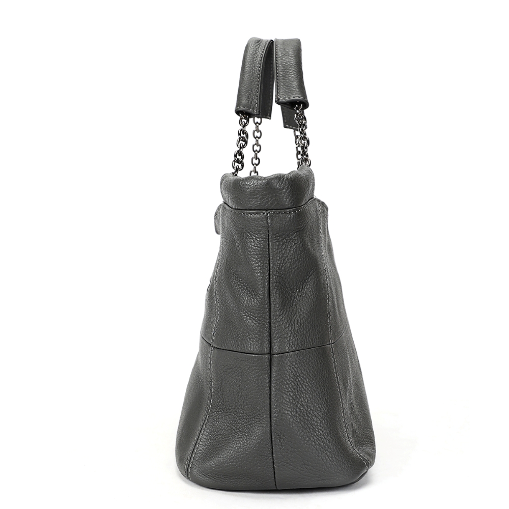 CARTERA DE CUERO VACUNO 7611 GRIS - 7