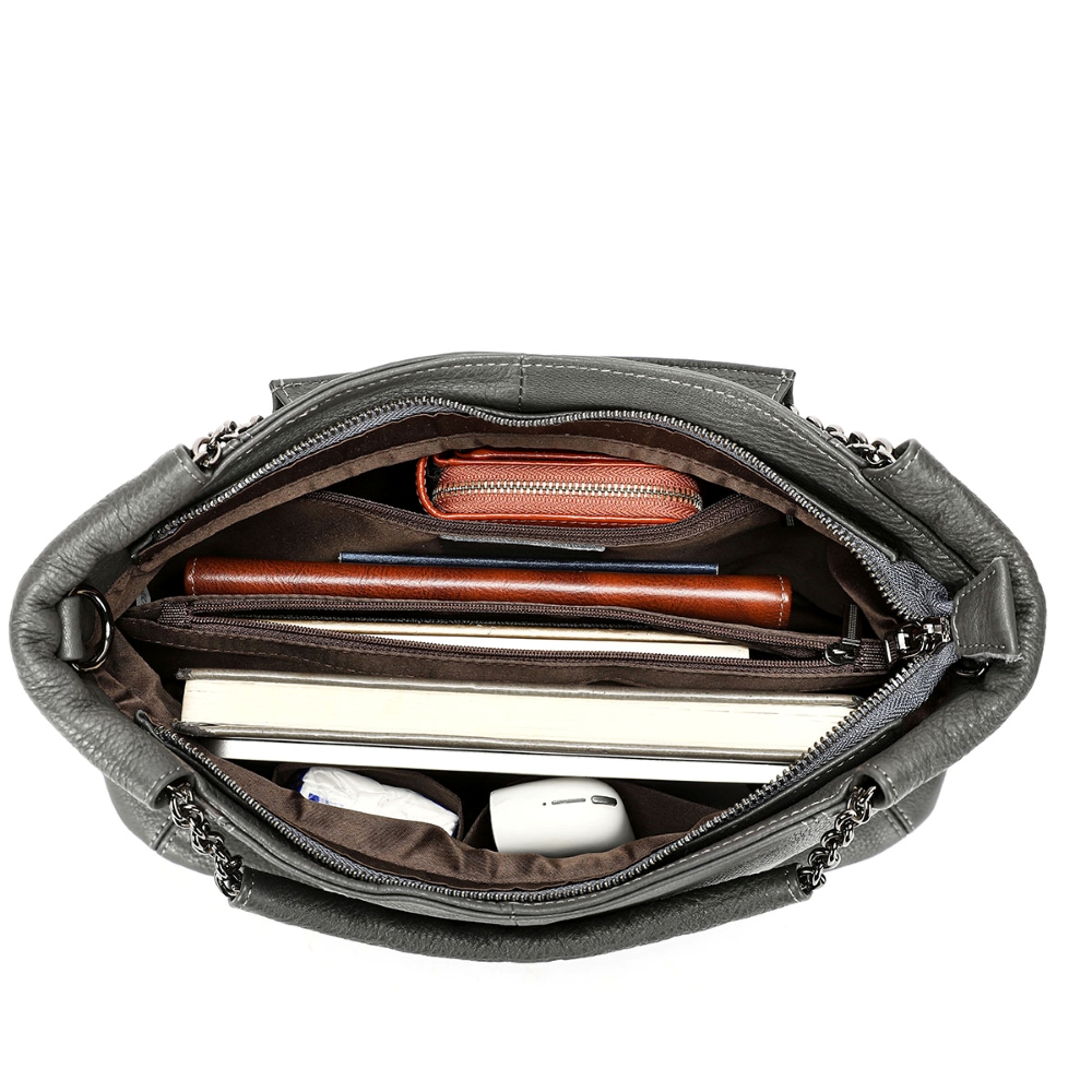 CARTERA DE CUERO VACUNO 7611 GRIS - 8