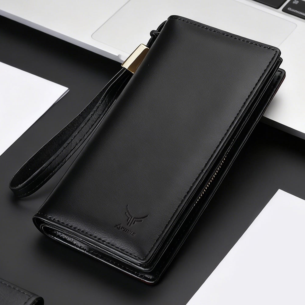 BILLETERA DE CUERO VACUNO EJECUTIVA BP955 NEGRA. RFID Y AMPLIA CAPACIDAD - 1