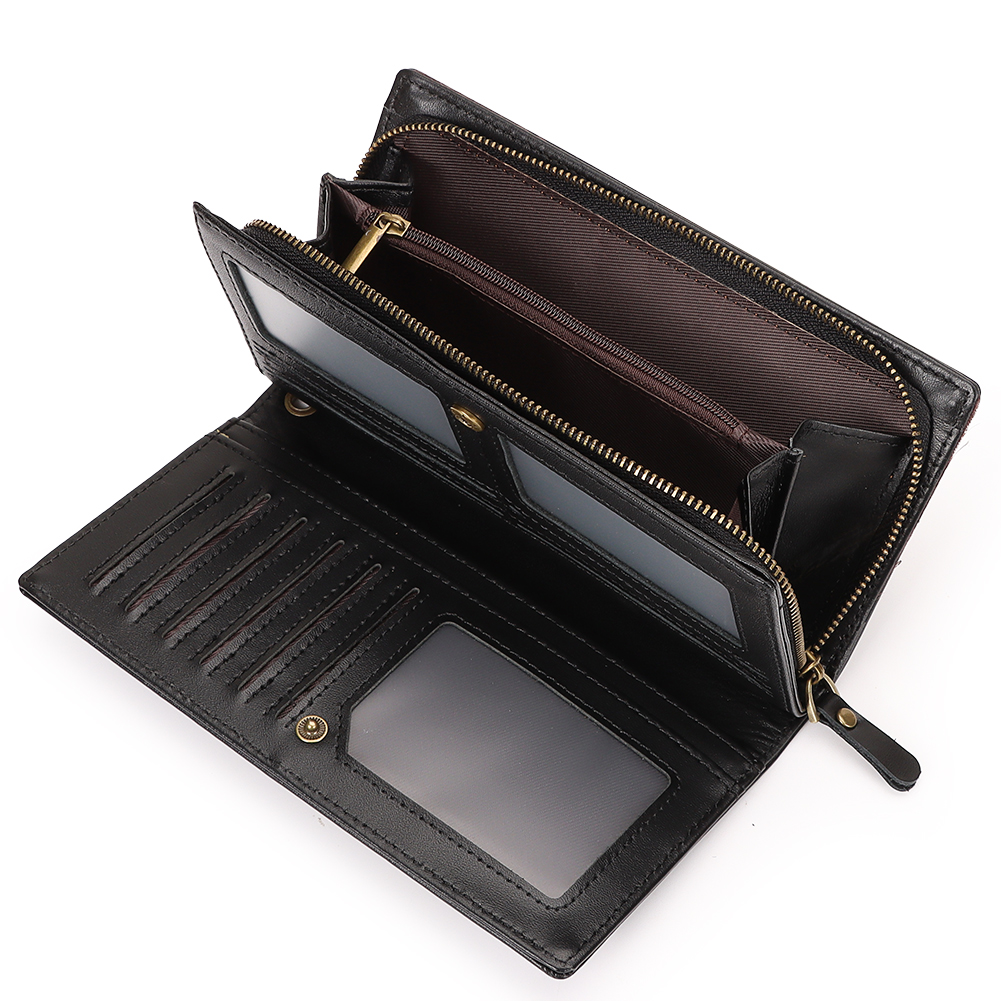 BILLETERA DE CUERO VACUNO EJECUTIVA BP955 NEGRA. RFID Y AMPLIA CAPACIDAD - 2