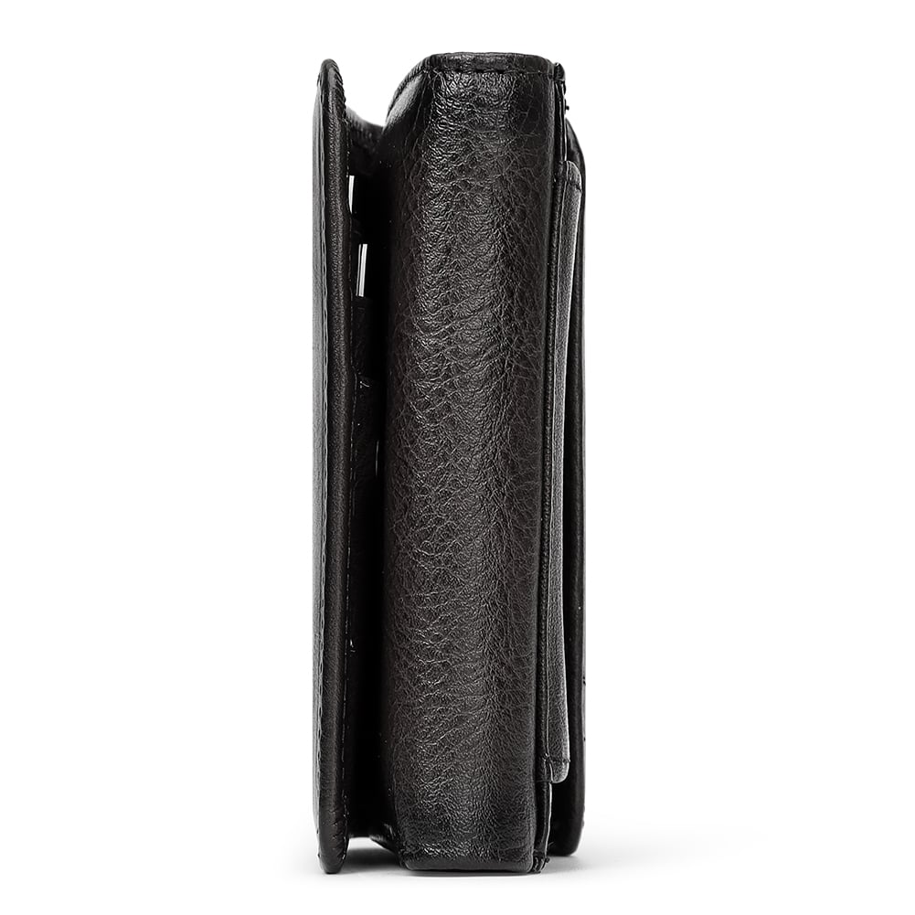 BILLETERA DE CUERO VACUNO DE TRES CUERPOS AR21 NEGRO. RFID Y AMPLIA CAPACIDAD - 5