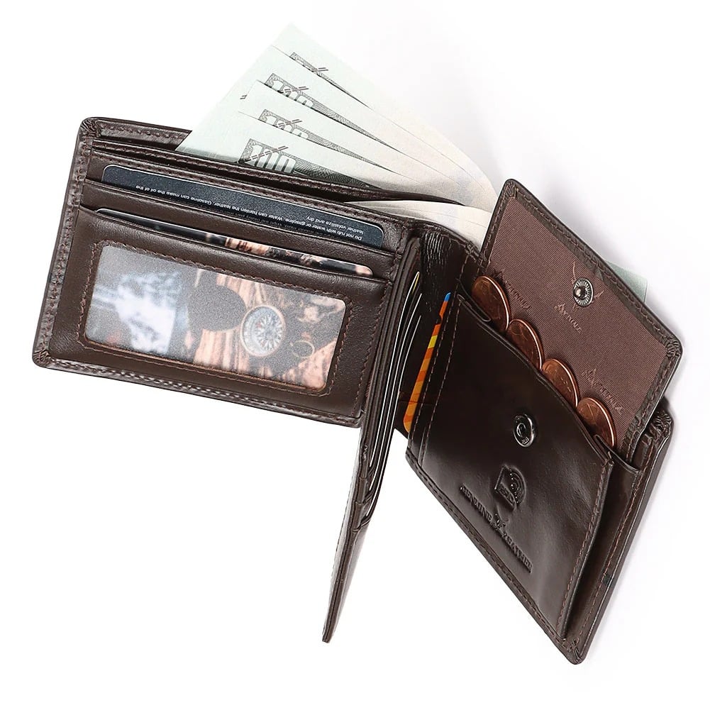 BILLETERA DE CUERO VACUNO CLÁSICA AR24 CON RFID - 2