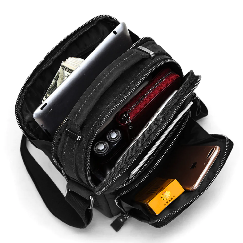 MORRAL DE CUERO VACUNO DE ALTA GAMA MH573 NEGRO - 2