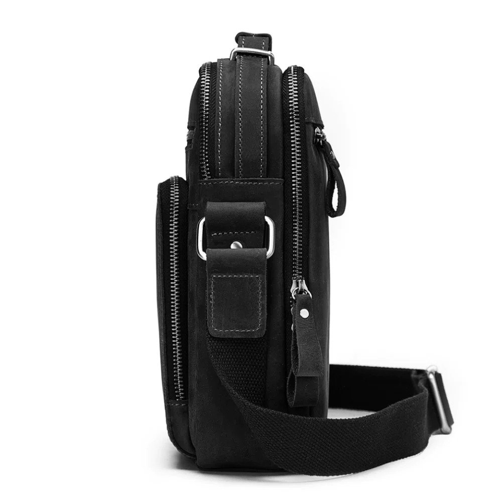 MORRAL DE CUERO VACUNO DE ALTA GAMA MH573 NEGRO - 3