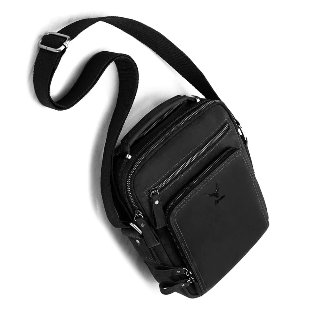 MORRAL DE CUERO VACUNO DE ALTA GAMA MH573 NEGRO - 5