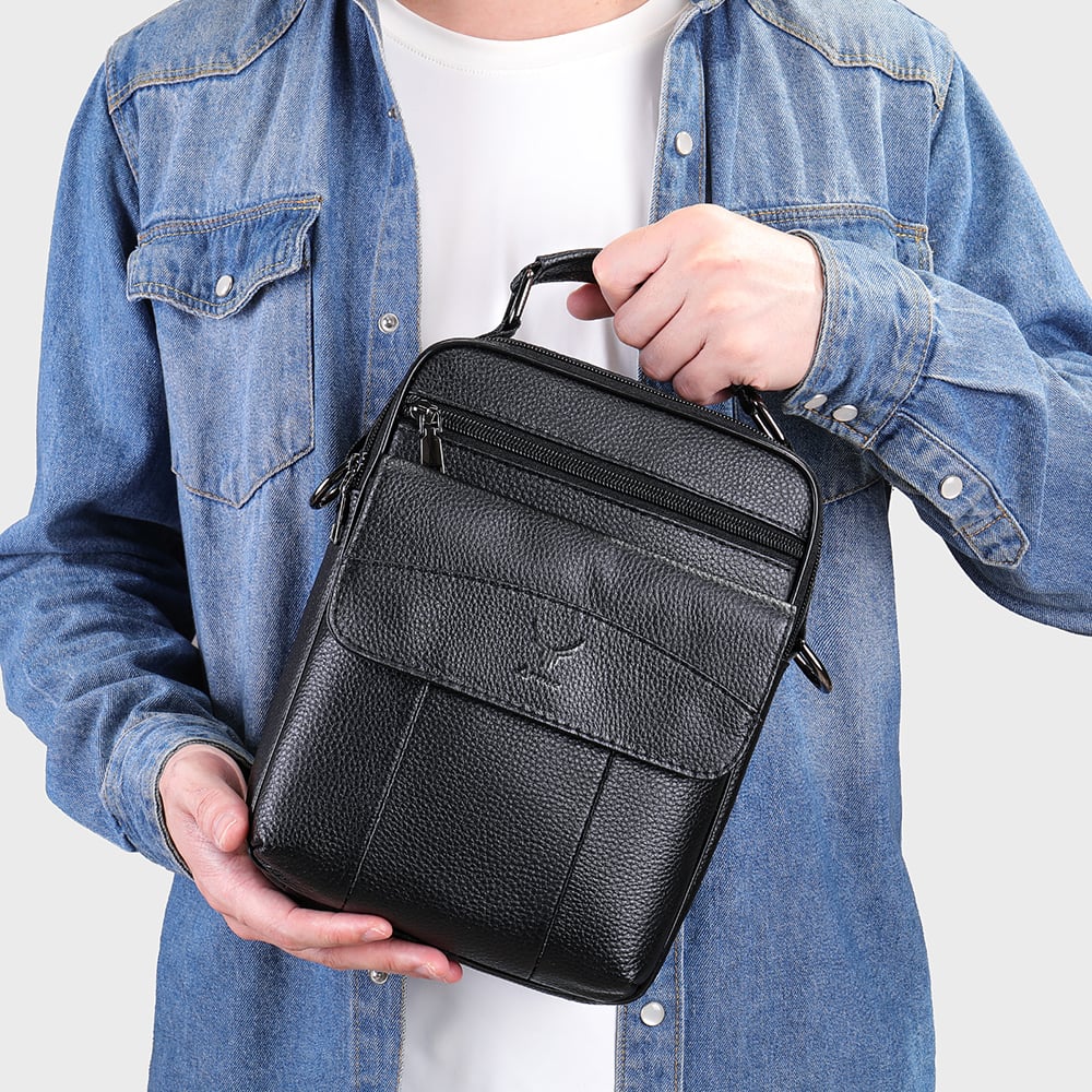 MORRAL DE CUERO VACUNO 6101 DISEÑO AMPLIO Y MODERNO - 1